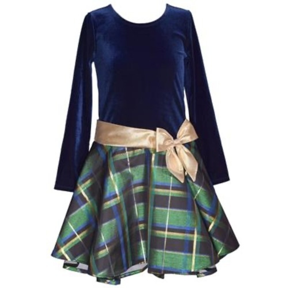 Bonnie Jean Toddler Girls‎ Plaid Skirt Dress - Navy - Size 3T